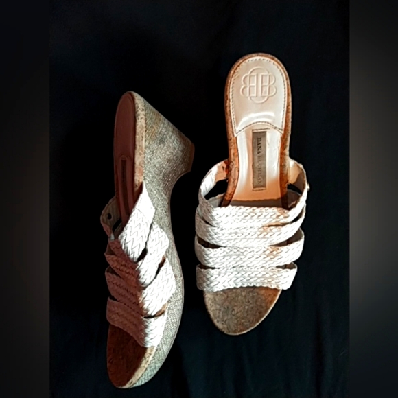 🛍️ BUNDLE ONLY 🛍️DANA BUCHMAN LADIES WHITE WOVEN HEELED SANDALS - Picture 1 of 11